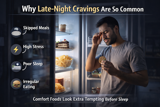 Late-night cravings are common due to hormonal changes